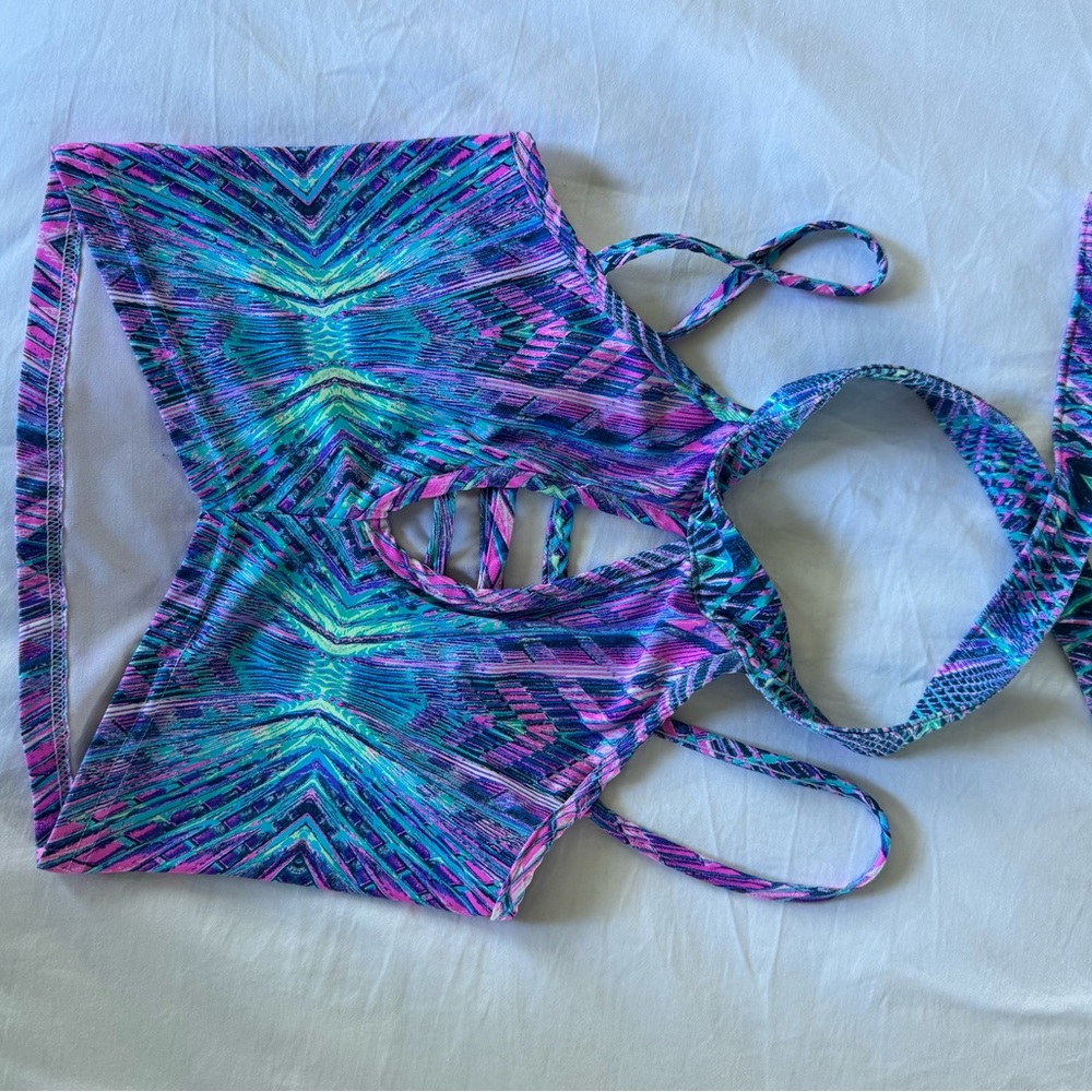 Vibrant Multicolor Halter Bikini Top